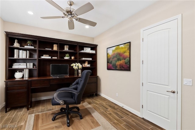 home office with ceiling fan