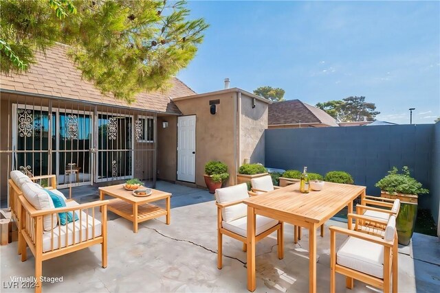 view of patio / terrace featuring an outdoor living space