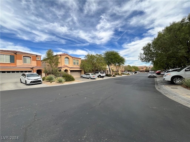 view of road featuring a residential view