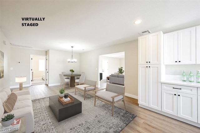 living room with light wood-type flooring