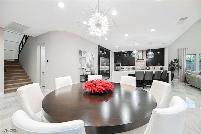 dining area with a chandelier