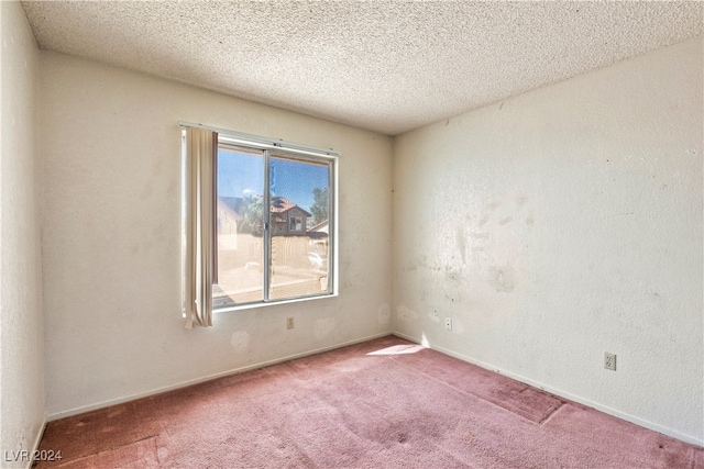 empty room with carpet and a textured ceiling