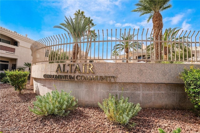 view of community sign