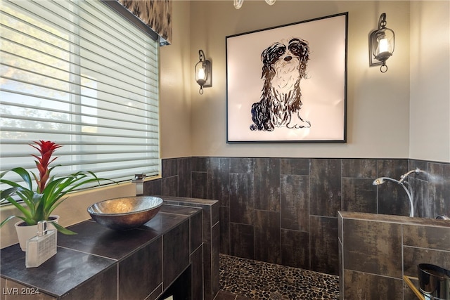 bathroom with a shower and sink