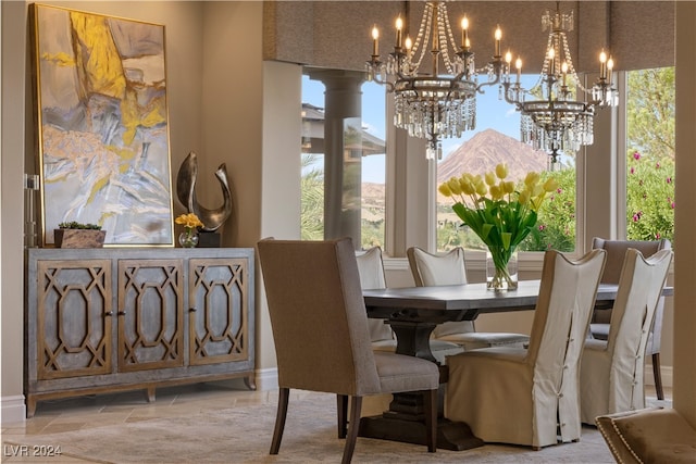 dining area with a chandelier