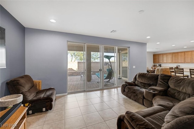 6370 Ava Ridge Ave, Las Vegas, NV 89141 - living room with light tile patterned floors, baseboards, and recessed lighting