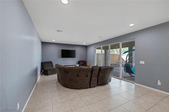 6370 Ava Ridge Ave, Las Vegas, NV 89141 - living area featuring baseboards, light tile patterned floors, and recessed lighting