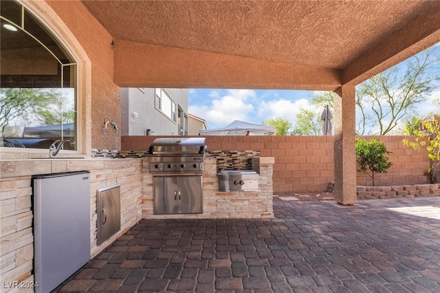 view of patio / terrace featuring area for grilling and an outdoor kitchen