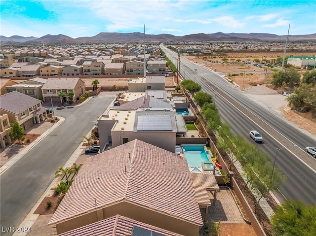 drone / aerial view with a mountain view