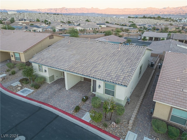 view of aerial view at dusk