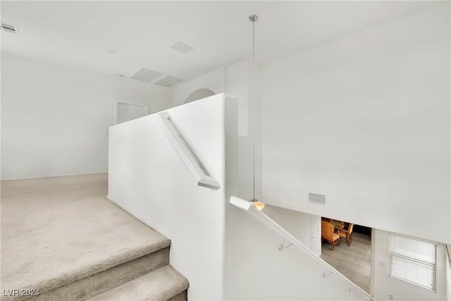 8212 Minots Ledge Ave, Las Vegas, NV 89147 - stairs featuring carpet floors
