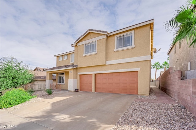 view of front of house with a garage