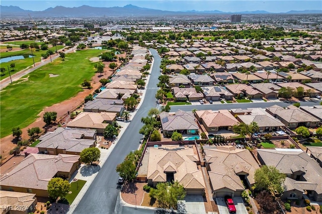 aerial view with a residential view and a mountain view