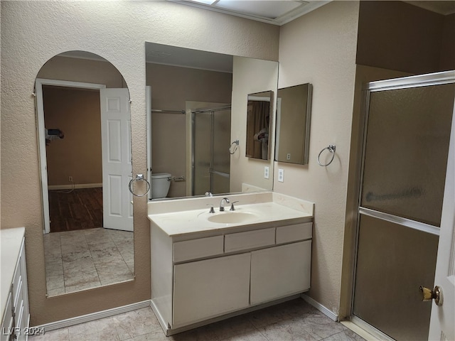 bathroom featuring vanity and walk in shower