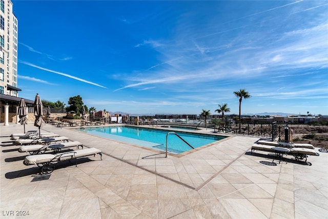 view of pool featuring a patio area