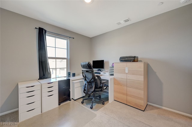 office featuring light colored carpet