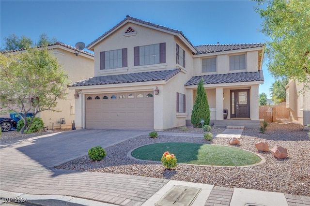 view of front of house with a garage