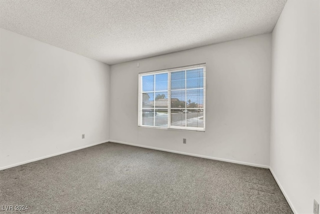 empty room featuring a textured ceiling and carpet flooring