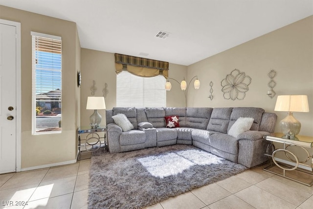 view of tiled living room