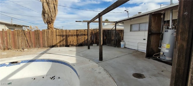 view of patio with gas water heater