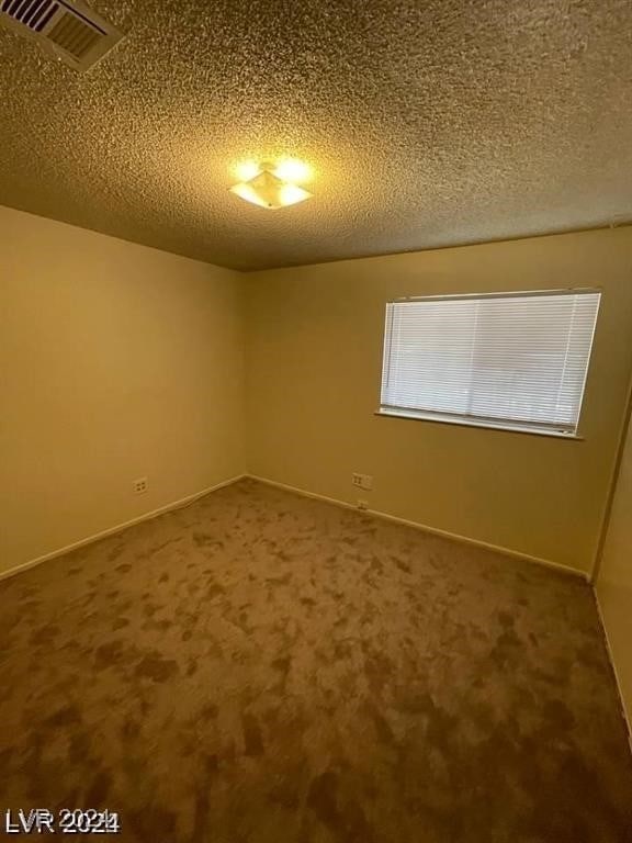 spare room with carpet and a textured ceiling