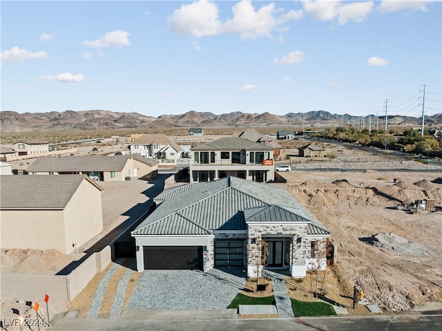 aerial view with a mountain view