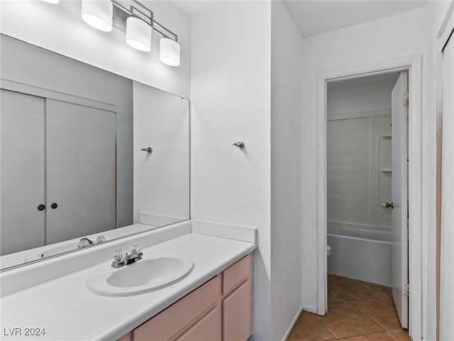 bathroom with vanity and tile patterned floors