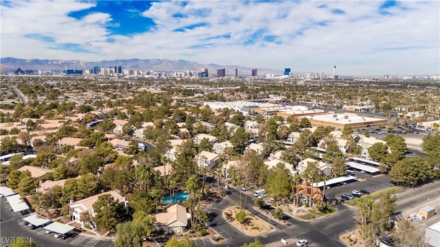 drone / aerial view with a mountain view