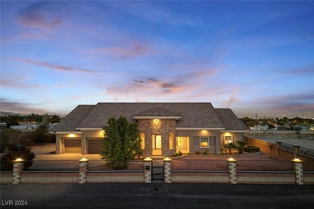 view of front facade featuring a garage