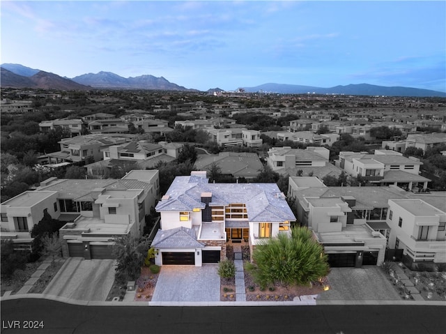 bird's eye view with a mountain view