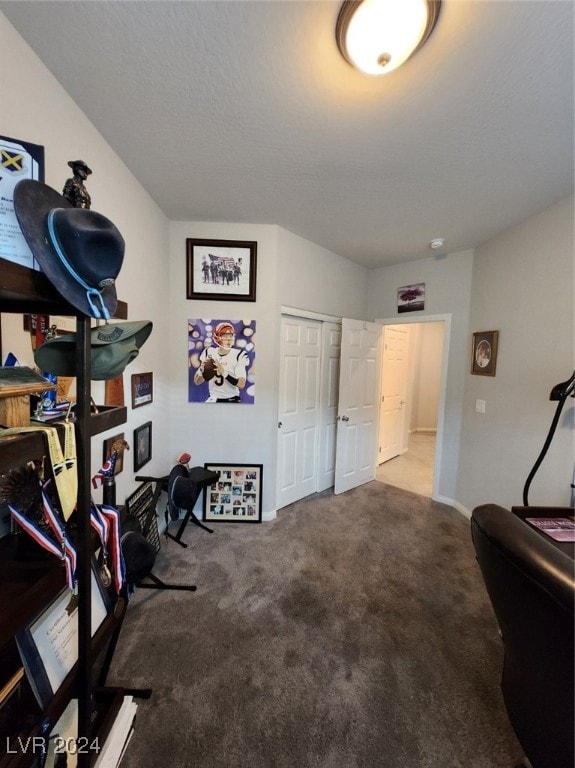 workout room with carpet floors