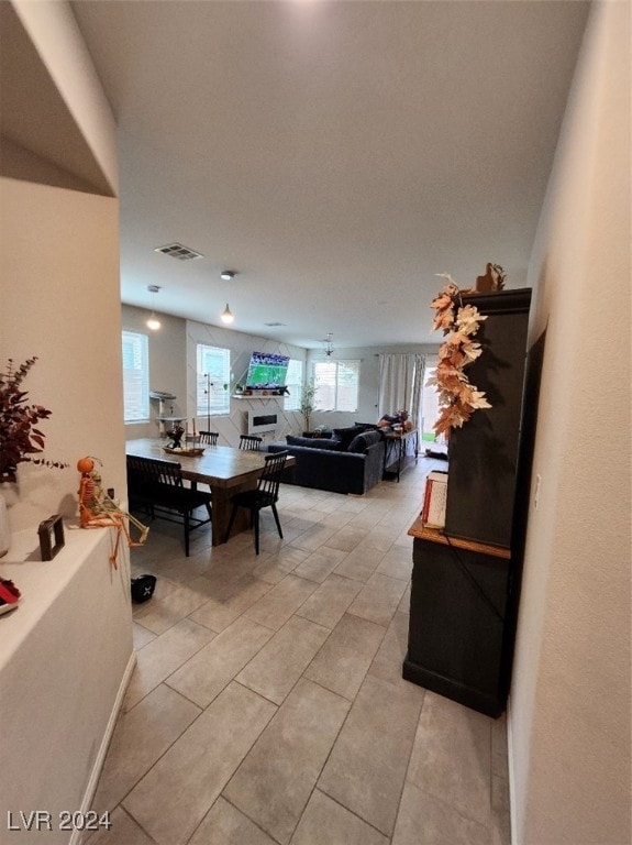 dining room with light tile patterned floors