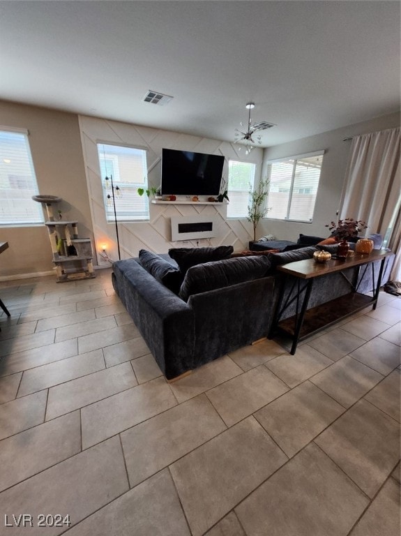 living room with ceiling fan