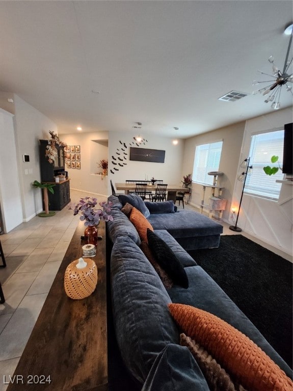 view of tiled living room