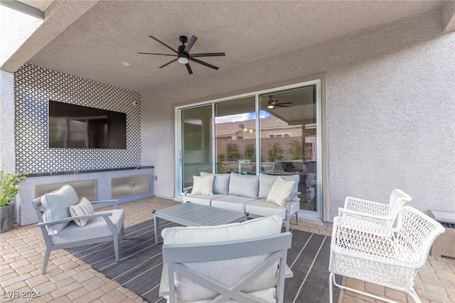 view of patio / terrace featuring outdoor lounge area and ceiling fan