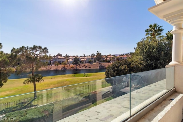 balcony with a water view