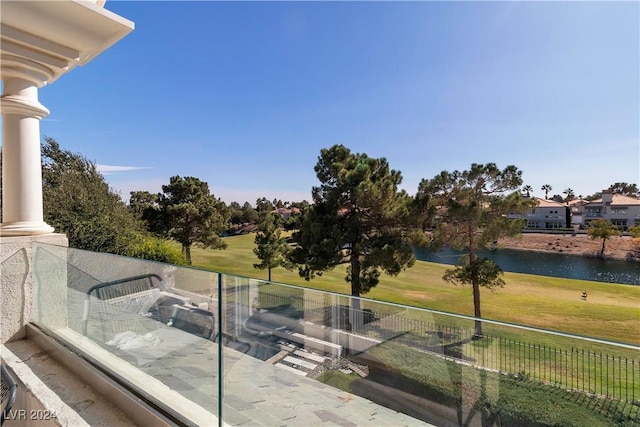 balcony with a water view