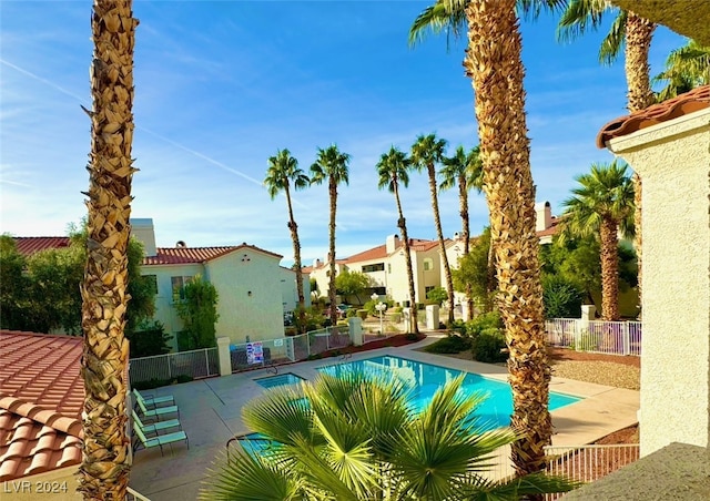 view of pool featuring a patio