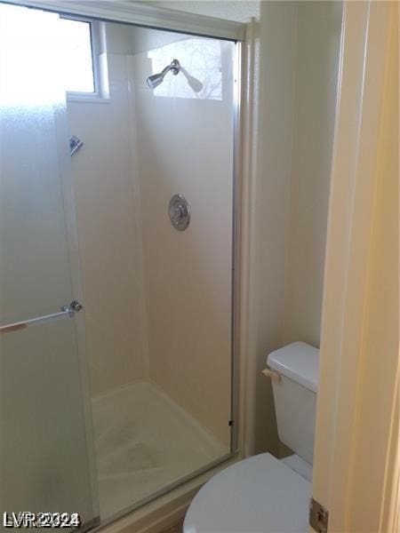 bathroom featuring toilet and walk in shower