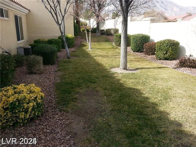 view of yard featuring central AC