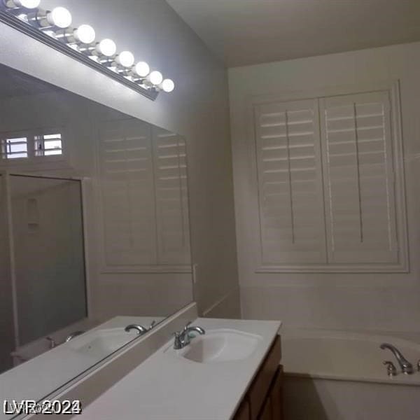 bathroom featuring vanity and a bathing tub