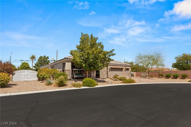 view of front of house with a garage