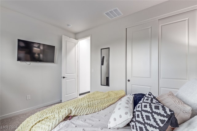 bedroom with a closet and carpet