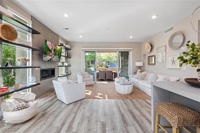 living room featuring light hardwood / wood-style flooring