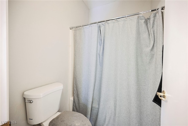 bathroom with toilet and shower / bath combo