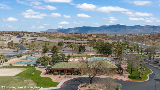 aerial view with a mountain view