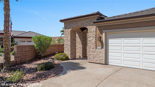 exterior space featuring a garage