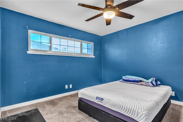 bedroom with carpet floors and ceiling fan