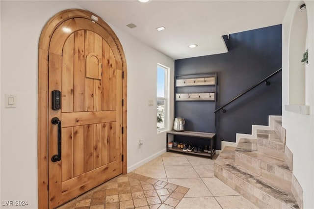 view of tiled foyer entrance