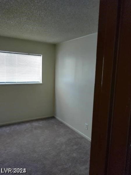 carpeted spare room with a textured ceiling